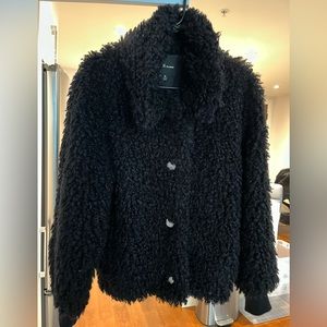 Faux The Label Black Faux Shearling Jacket - GREAT condition!!